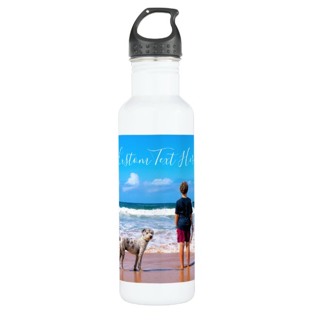 Your Photo Water Bottle with Custom Text (Front)