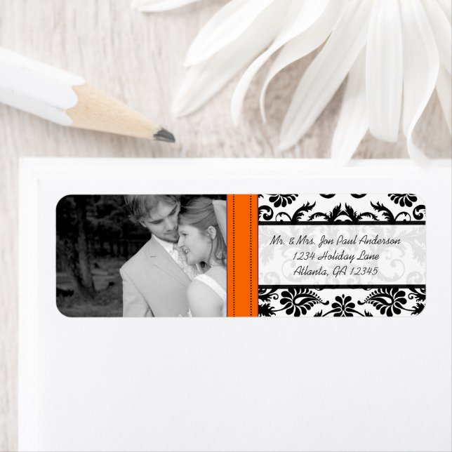 Your Photo Wedding Orange Crush  Vintage Damask (Insitu)