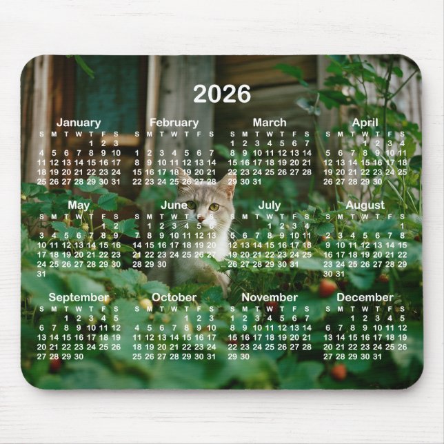 Your Photo White Numbers 2026 Calendar Mouse Pad (Front)