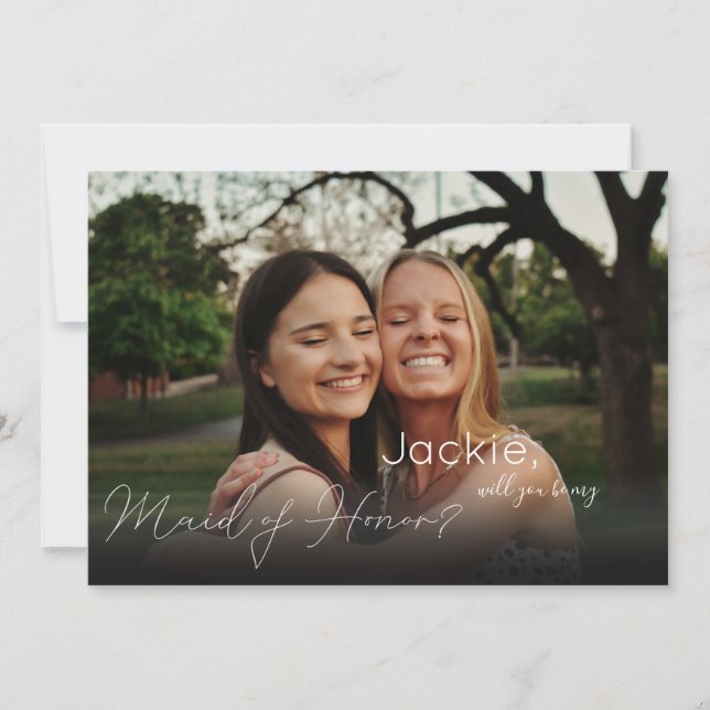 Your Photo Will U Be Maid of Honour Landscape Pink Invitation (Front)