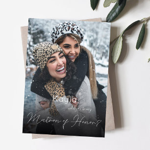 Your Photo Will You Be My Matron of Honour Invitat Holiday Card