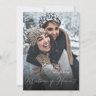 Your Photo Will You Be My Matron of Honour Pink In Holiday Card