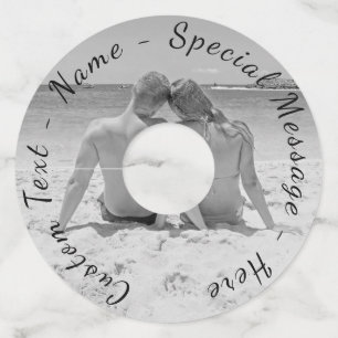 Your Photo Wine Glass Tag with Custom Text Name