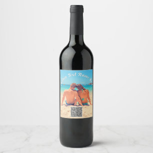 Your Photo Wine Label with QR Code and Custom Text