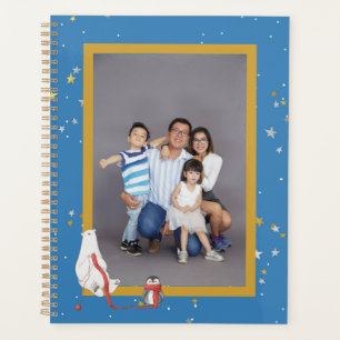 Your Photo Winter Polar Bear Penguin Star on Blue  Planner