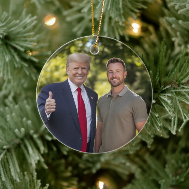 Your Photo with President Donald Trump 2024 Funny Ceramic Tree Decoration (Tree)