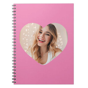 Your photo your face on a personalized heart pink notebook