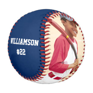 Your Photo, Your Text Blue or Pick Color Baseball