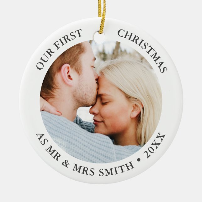 Your Photos Christmas Wedding Custom Ceramic Tree Decoration (Front)