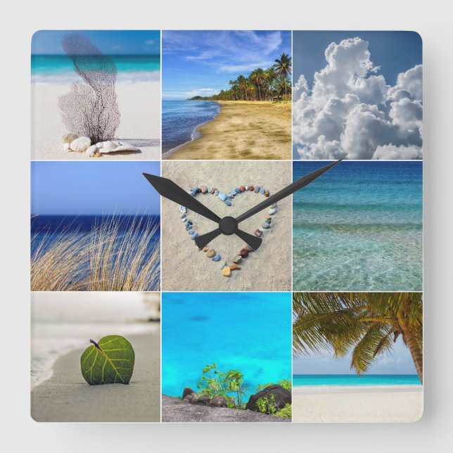 Your Photos Collage Template Square Wall Clock (Front)