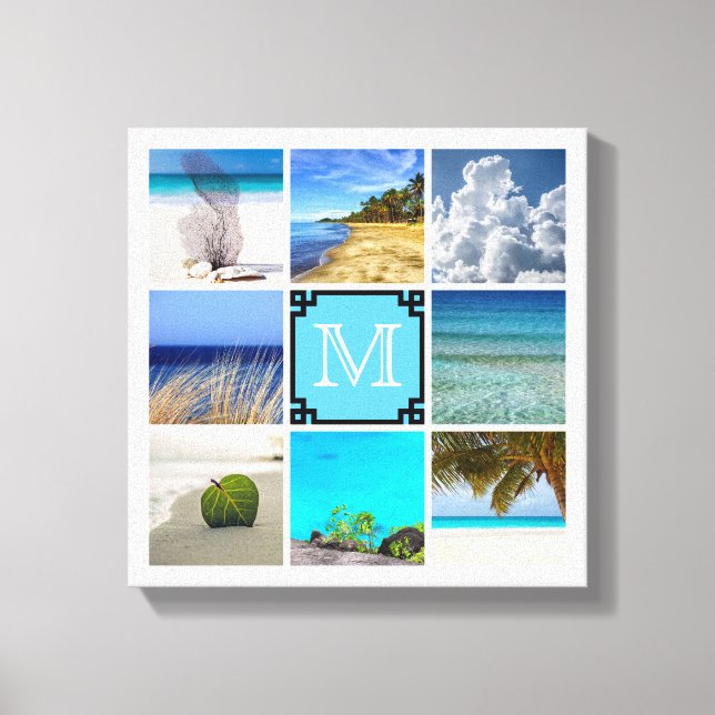 Your Photos Collage Template With White Monogram Canvas Print (Front)