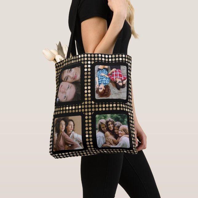 YOUR PHOTOS custom collage template tote bags (Close Up)