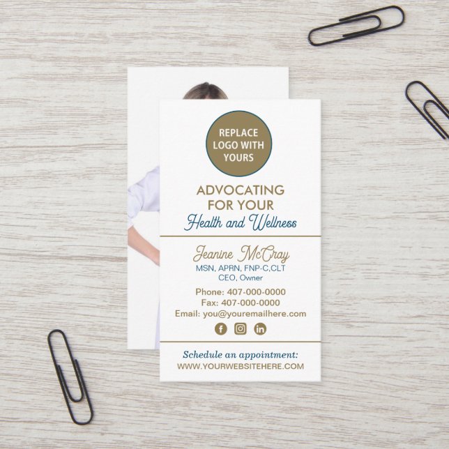 Your Photos Health Care Professional Template Business Card (Front/Back In Situ)