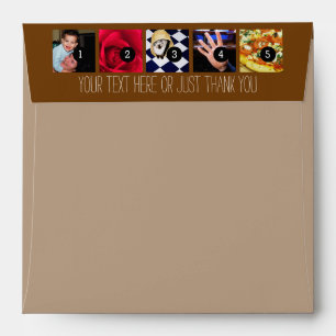 Your Photos Images and Your Greeting Text brown Envelopes