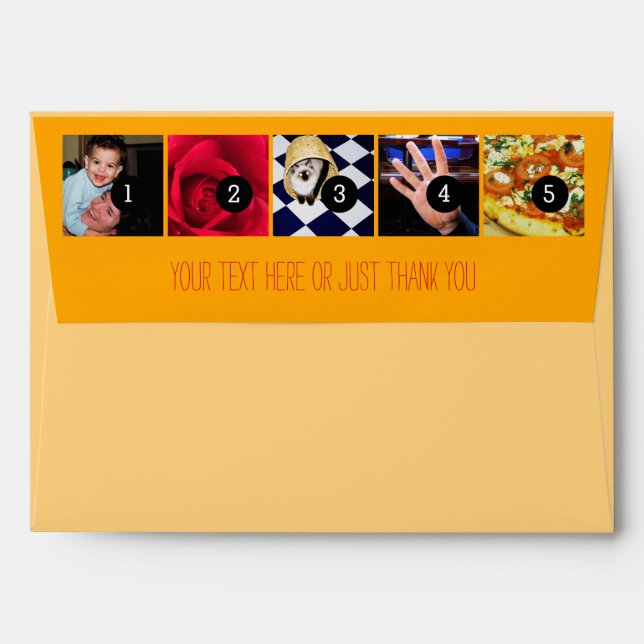 Your Photos Images Your Greeting Text Sun Yellow Envelope (Back (Top Flap))
