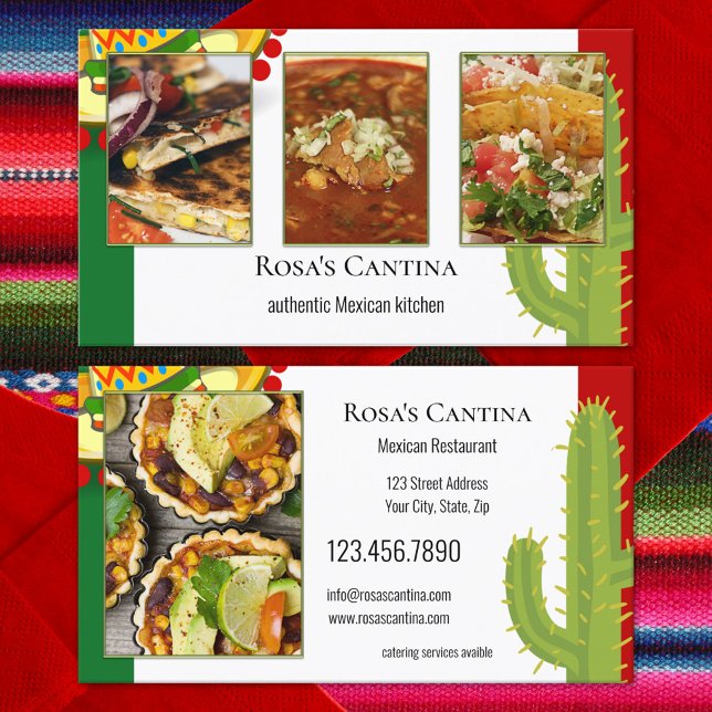 Your Photos Mexican Restaurant Catering Services Business Card (Creator Uploaded)