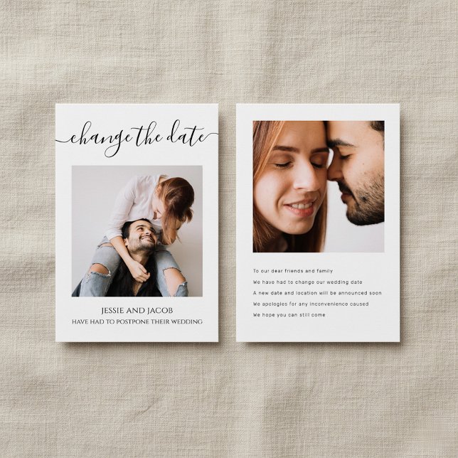 Your photos minimalist change the date wedding invitation (Your photos minimalist change the date wedding invitation with dates and message.)