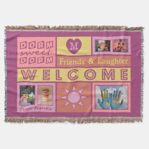 YOUR PHOTOS & MONOGRAM dorm room throw blanket