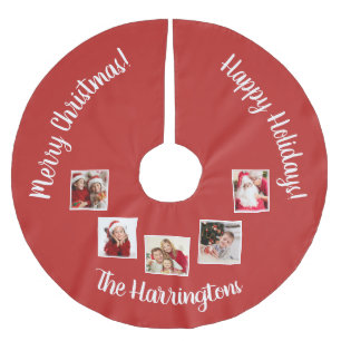 YOUR Photos, Name & Colour Christmas Brushed Polyester Tree Skirt