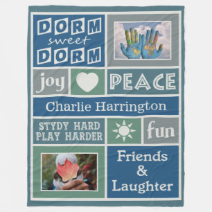 YOUR PHOTOS & NAME custom dorm room fleece blanket