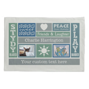 YOUR PHOTOS & NAME custom dorm room pillowcase