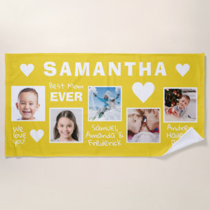 YOUR photos & names BEST MOM beach towel