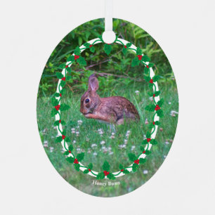 Your Photos or Use This Cute Bunny & Cardinal  Metal Tree Decoration