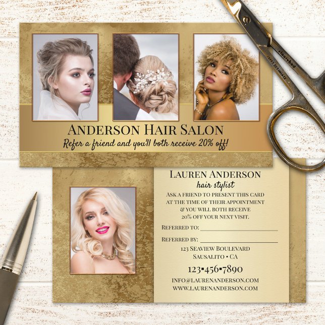 Your Photos Portfolio Hair Stylist Referral Business Card (Creator Uploaded)