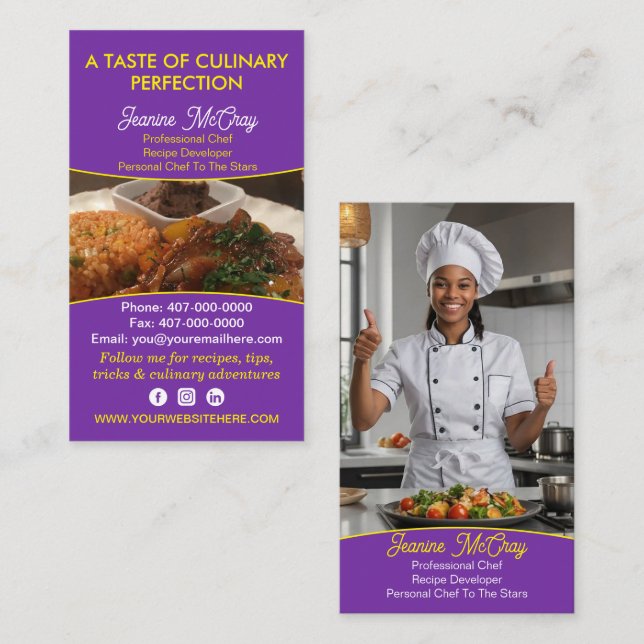 Your Photos Restaurant Chef Catering Services Business Card (Front/Back)