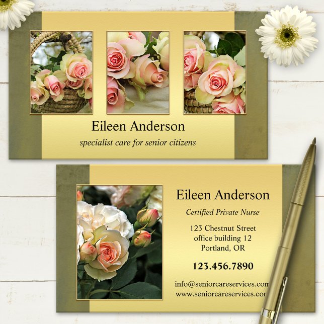 Your Photos Senior Citizen Care Nurse Business Card (Creator Uploaded)