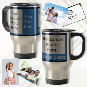 Your PHOTOS, TEXT, COLORS Personalised Travel Mugs