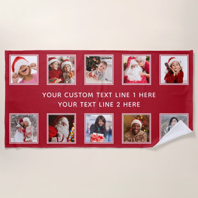 YOUR PHOTOS & TEXT custom beach towel (Front)