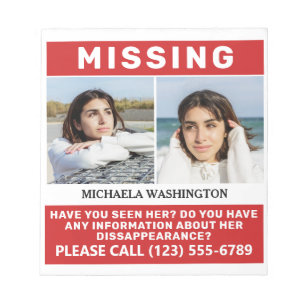 YOUR Photos & Text "MISSING PERSON" Notepad