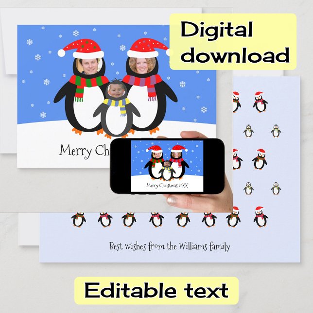 Your photos winter penguins christmas holiday card (Creator Uploaded)