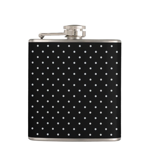Your Polka Dots Colour on Black Click Customise Hip Flask (Front)