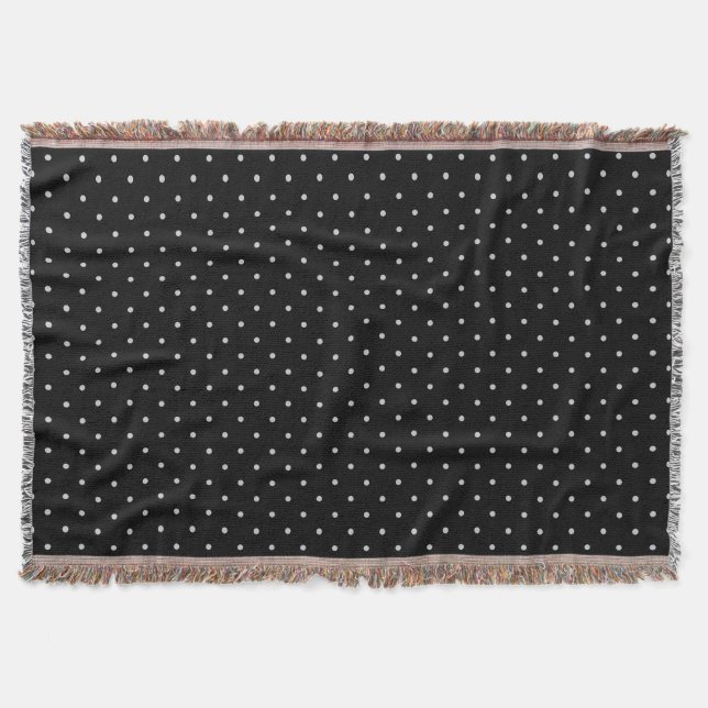 Your Polka Dots Colour on Black Click Customise Throw Blanket (Front)