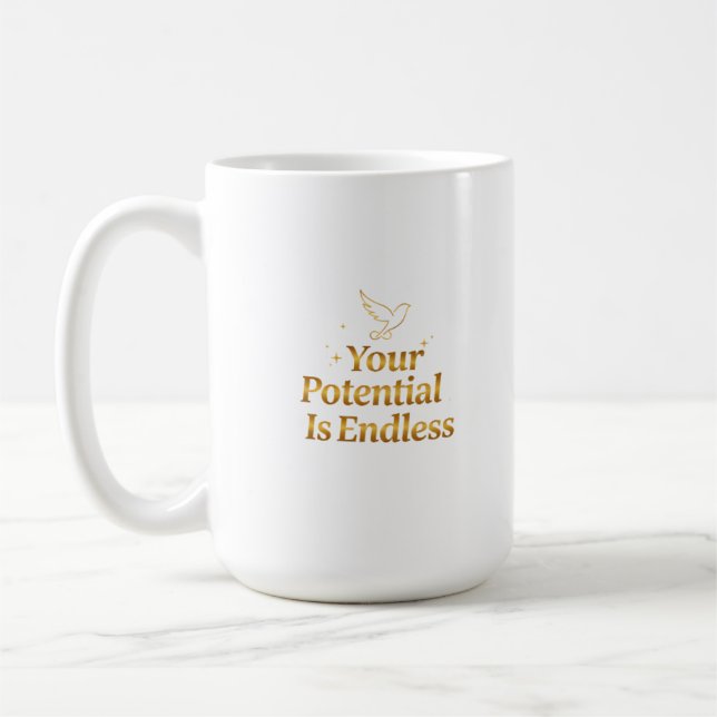 Your Potential Is Endless Dove Gold Motivation Coffee Mug (Left)
