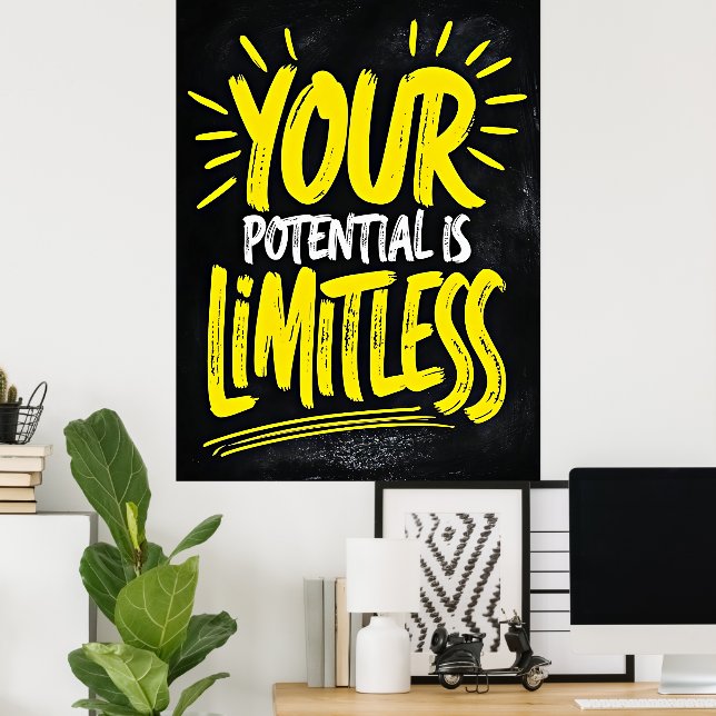 Your Potential Is Limitless - Motivational Quote Poster (Home Office)