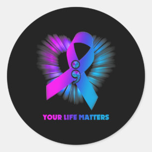 Your Problem Suicide Awareness Purple Awareness Classic Round Sticker