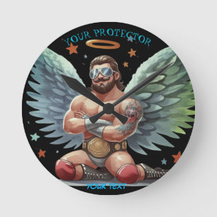 Your Protector Guardian Angel Show Wrestler Round Clock