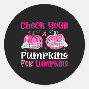 Your Pumpkins Breast Cancer Awareness Halloween Wo Classic Round Sticker