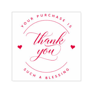 Your Purchase Is Such A Blessing Red Thank You Self-inking Stamp