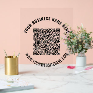 Your QR Code and Custom Text Acrylic Sign