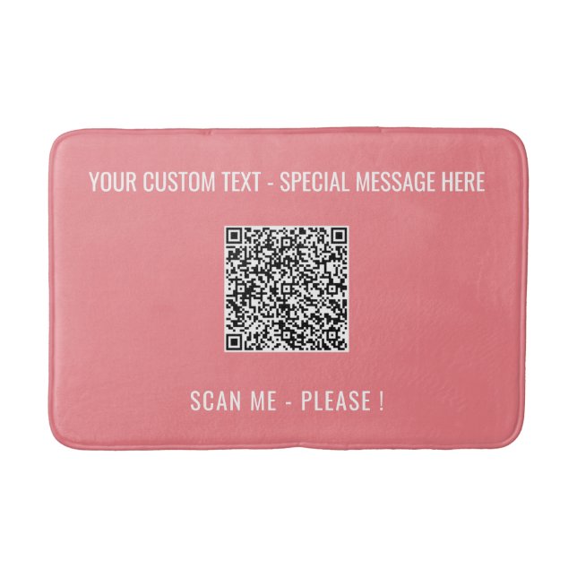 Your QR Code and Custom Text Bath Mat Choose Colou (Front)