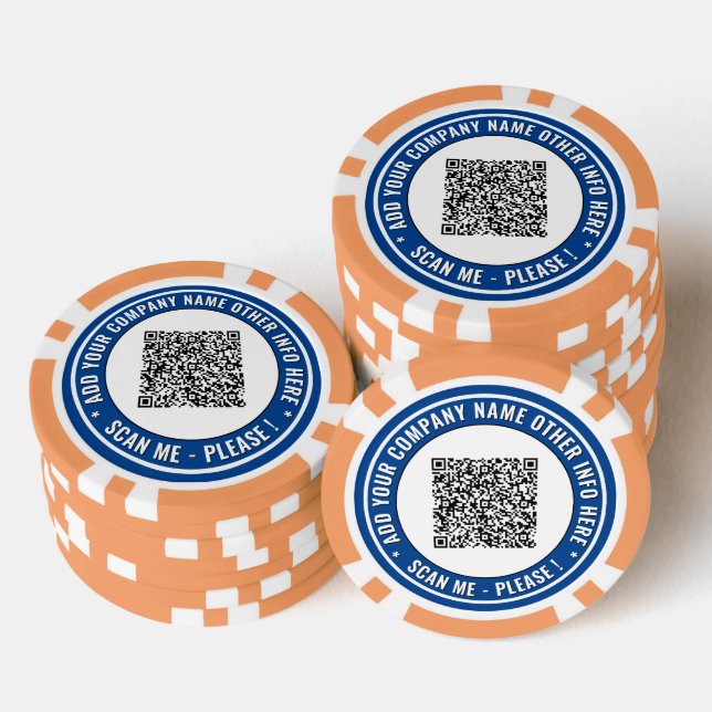 Your QR Code and Custom Text Branded Poker Chips (Stack)