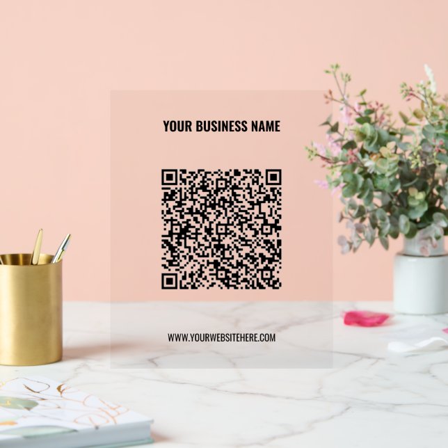 Your QR Code and Custom Text Business Acrylic Sign (Wedding)