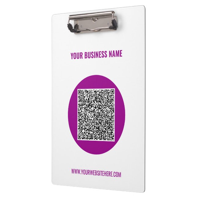 Your QR Code and Custom Text Business Clipboard (Left)