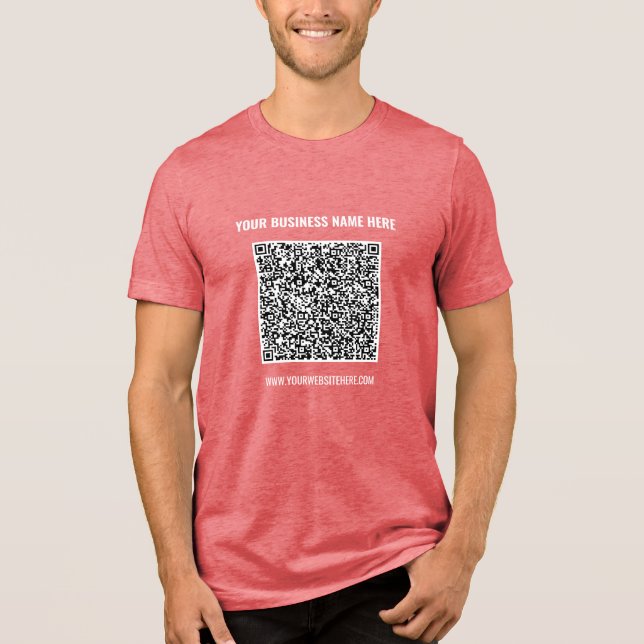 Your QR Code and Custom Text Business Promotional Tri-Blend Shirt (Front)