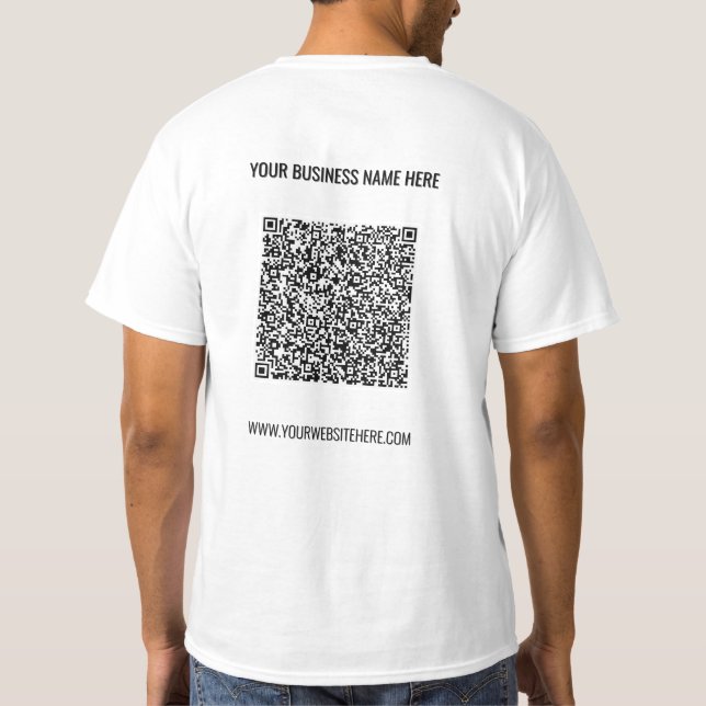 Your QR Code and Custom Text Business T-Shirt (Back)
