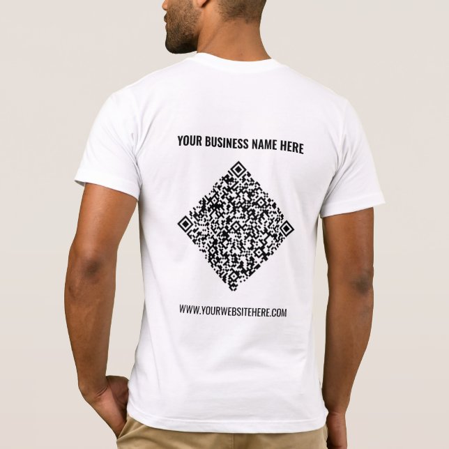 Your QR Code and Custom Text Business T-Shirt (Back)